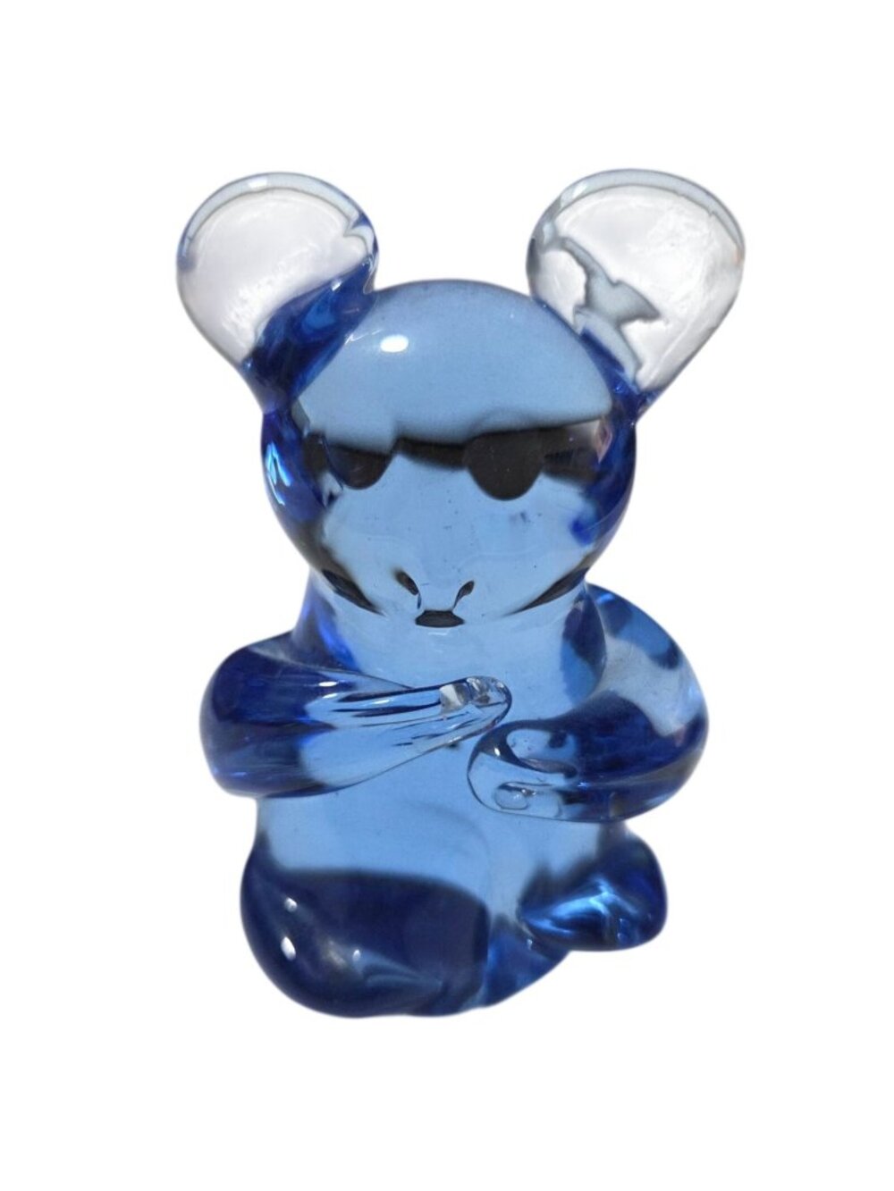 Blue Glass Mouse Figurine Collectible Paperweight Decor Unique Handmade Gift